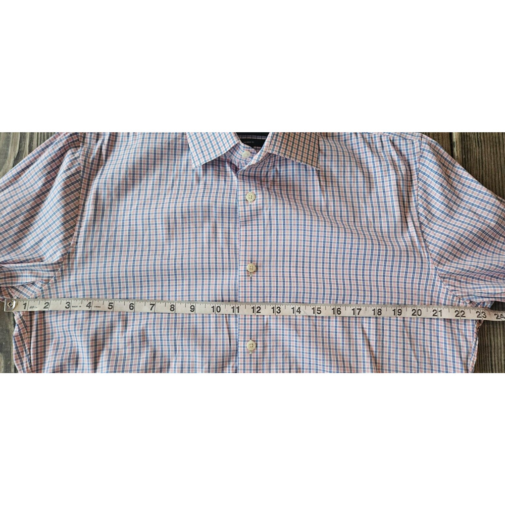 Bonobos Mens Button Down Shirt 16/33 Blue Pink Plaid Tailored Fit Stretch Casual - Picture 6 of 7